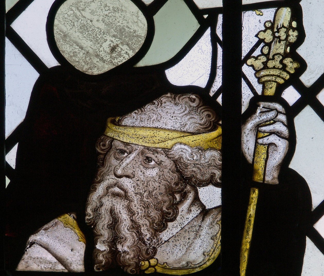 St Christopher penceresinden bir detayı gösteren pencere by English School