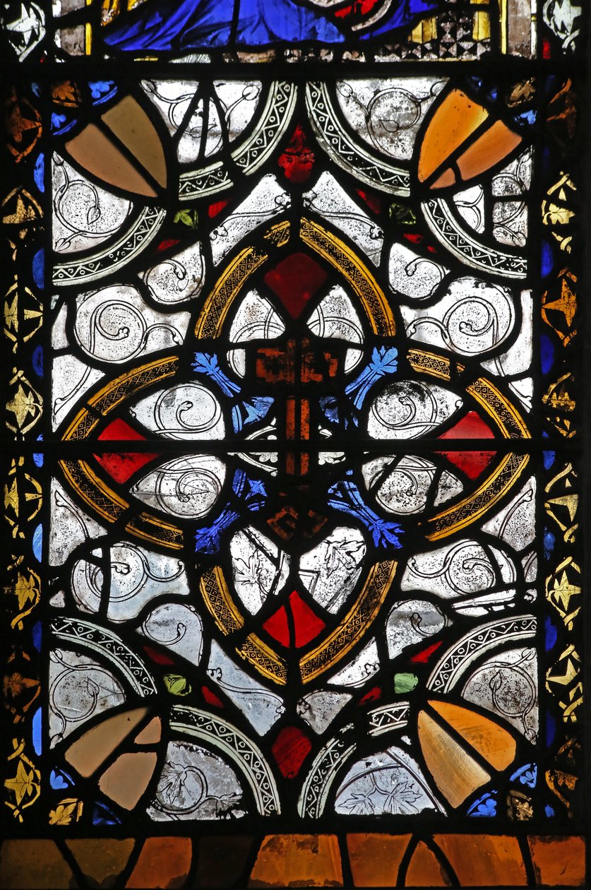 Grisaille ve St Peter amblemini gösteren n4 penceresi by English School