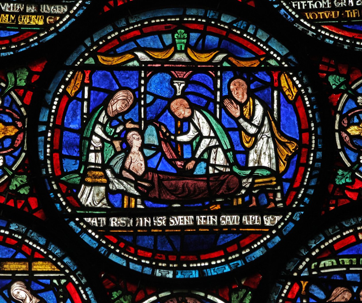 St Thomas Becket Mucizesi penceresinden bir sahneyi gösteren s6 penceresi: Plumstead