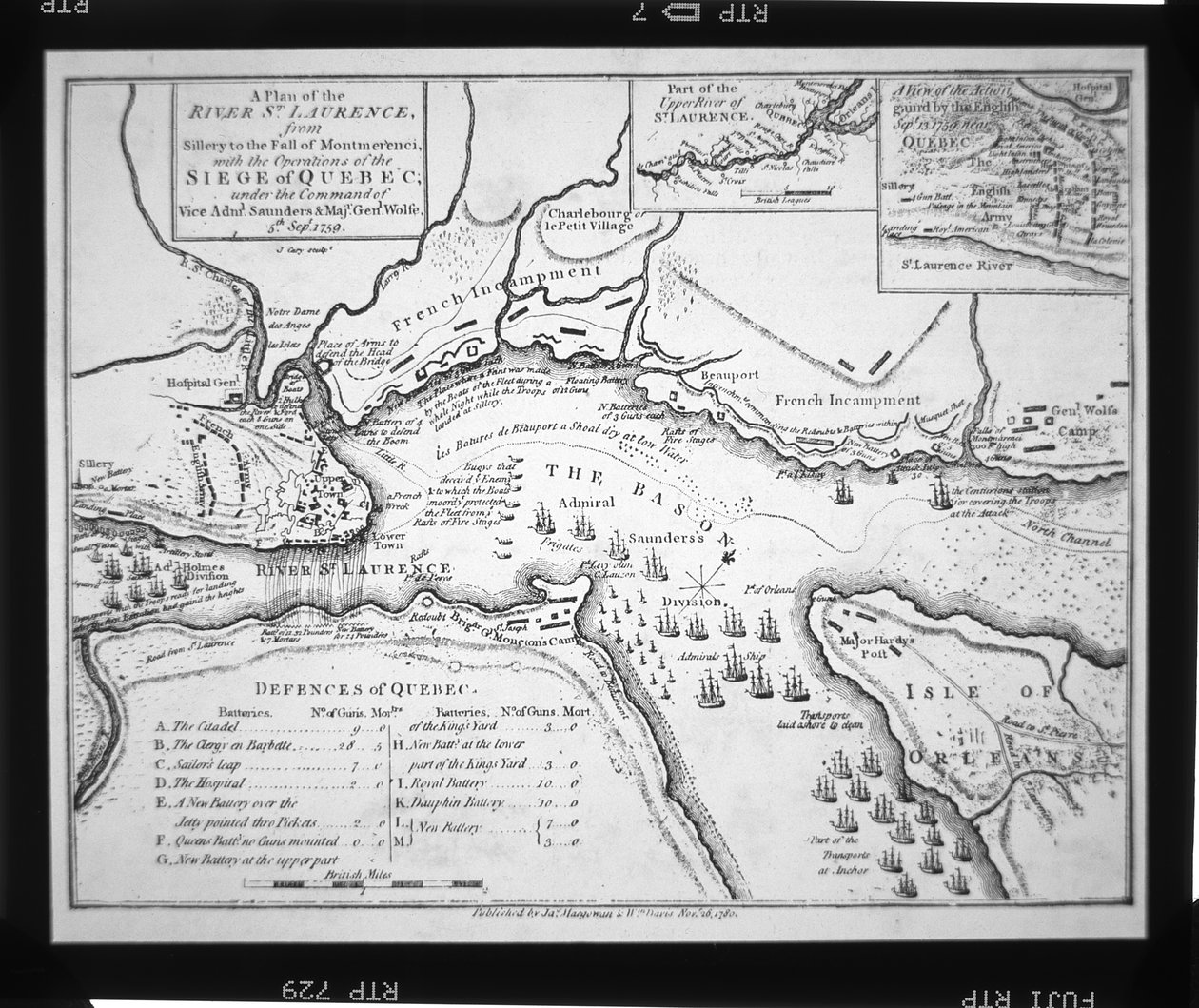 1759 yılında Quebec kuşatması için Wolfe