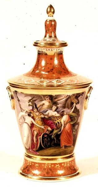 Thomas Baxter tarafından boyanmış Worcester vazo, c.1820 by English School