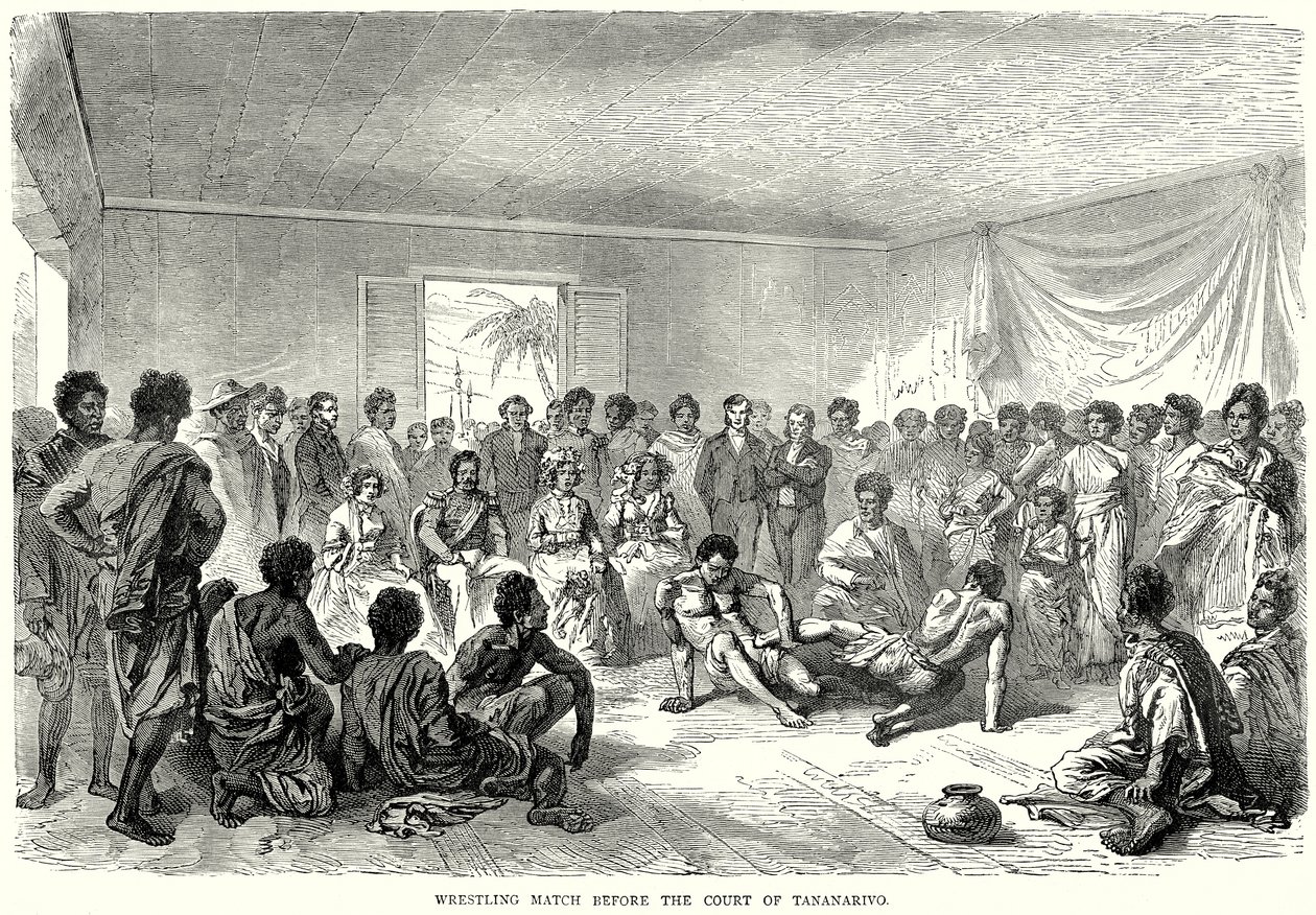 Tananarivo Mahkemesi Önünde Güreş Maçı (gravür) by English School