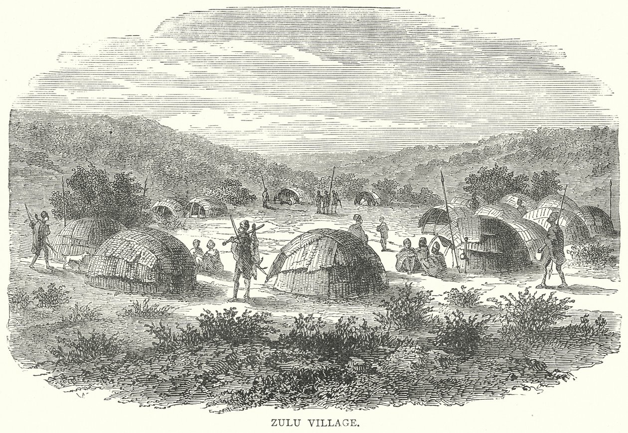 Zulu Köyü (gravür) by English School