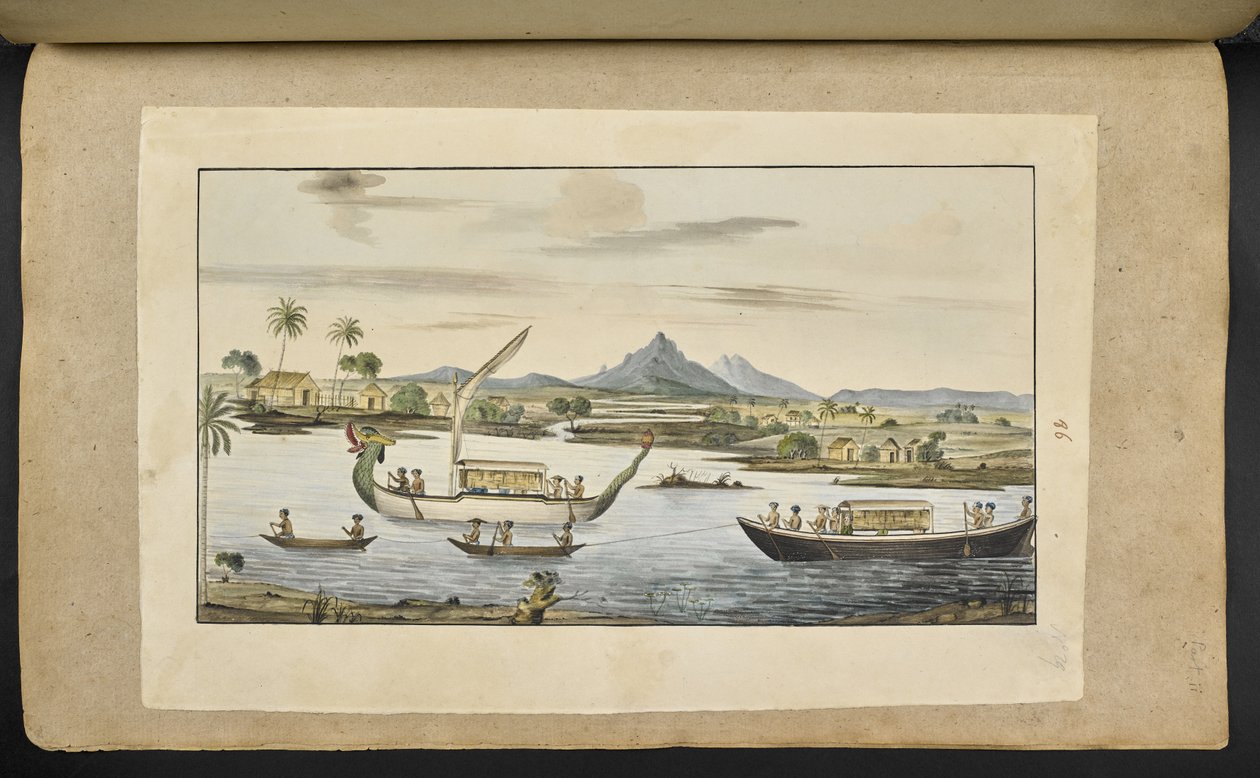 f.75 (plaka 86) Ejderha başlı bir tekne de dahil olmak üzere teknelerle Java
