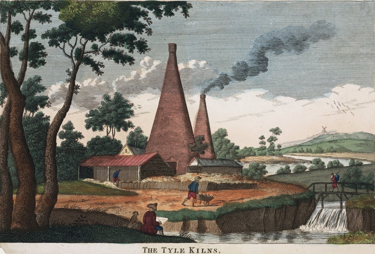 Tyle Fırınları, 1780-1830 (el renkli gravür) by English School English School