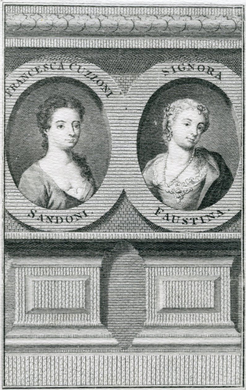 Amashusho abiri ya Francesca Cuzzoni (1696-1778) na Faustina Bordoni (1697-1781) by Enoch Seeman