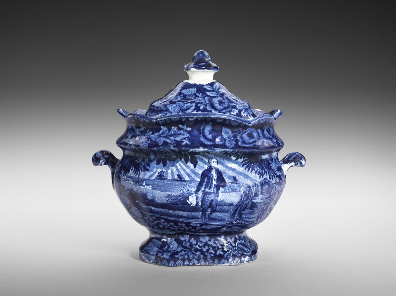 Şekerlik, c.1818-46 (kurşun sırlı, transfer baskılı) by Enoch Wood and Sons