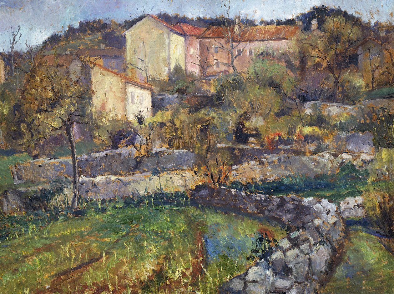 Karst Kasabası, Enrico Fonda (1892-1929), karton üzerine yağlı boya, 69x89 cm. İtalya, 20. yüzyıl. by Enrico Fonda