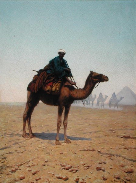 Piramitten Geçen Bir Kervan, 1869 dolayları (tuval üzerine yağlı boya) by Enrico Tarenghi