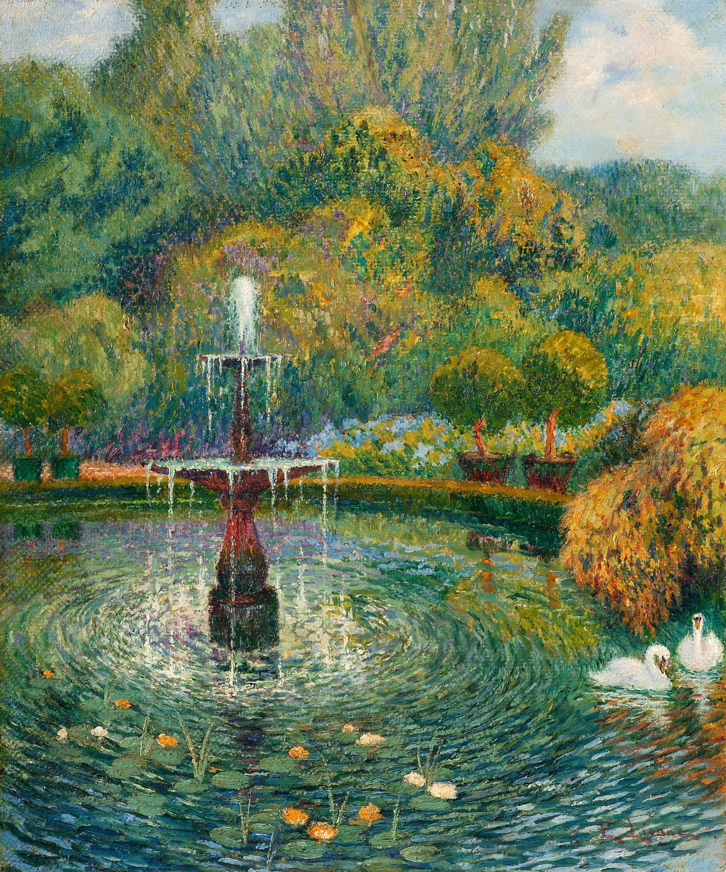 Bahçedeki Çeşme (tuval üzerine yağlı boya) by Enrico della Lionne