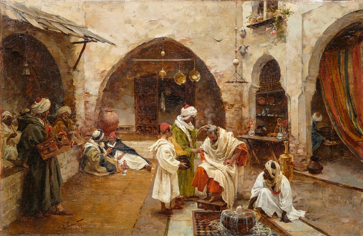 El barbero del zoco Çarşıdaki berber by Enrique Simonet