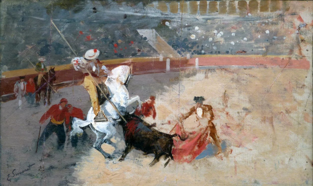 La suerte de varasLances İspanyol tarzı bir boğa güreşinin üçüncü ilk aşaması by Enrique Simonet