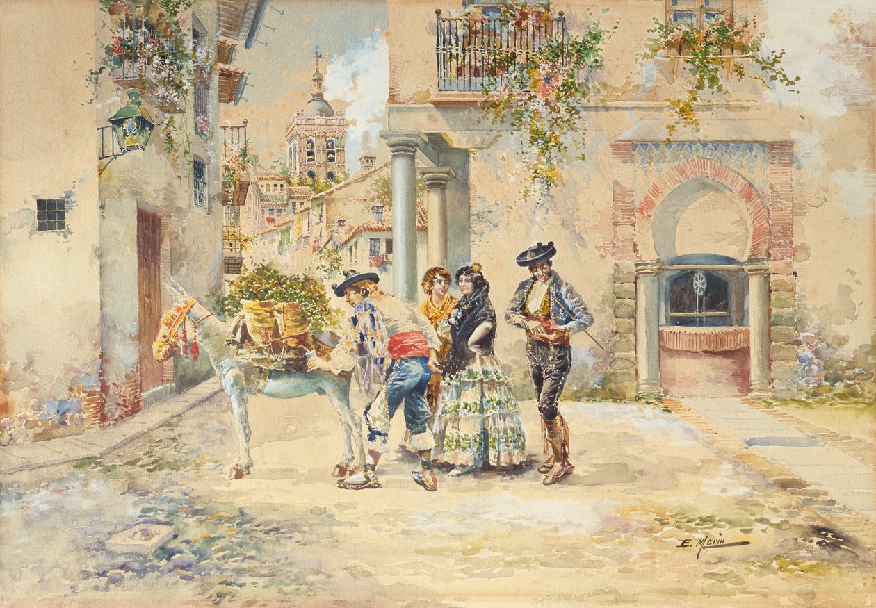 Sokak Satıcısı (kalem ve sulu boya) by Enrique Marin Higuero