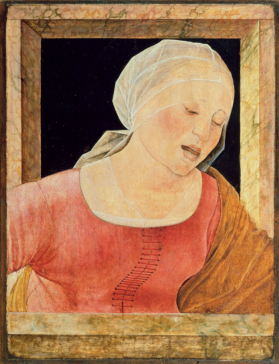 Yaslı Bir Kadın (panelde öfke ve yağ) by Ercole de Roberti