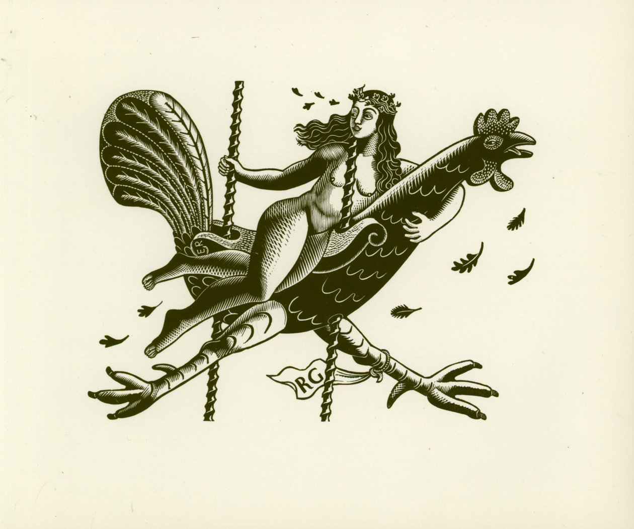 Horoz üzerinde Tirzah, 1931 (tahta baskı) by Eric Ravilious