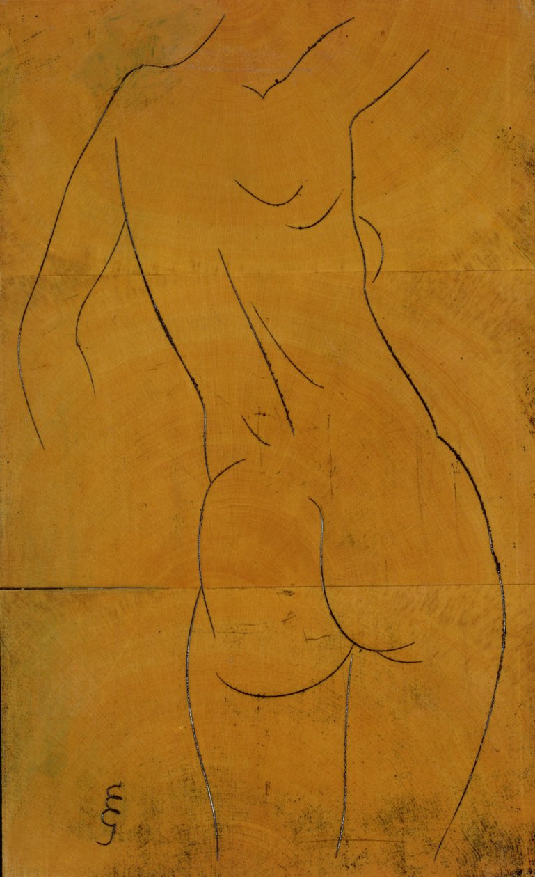 Kadın Çıplak, Arkadan Görünüm (tahta blok) by Eric Gill