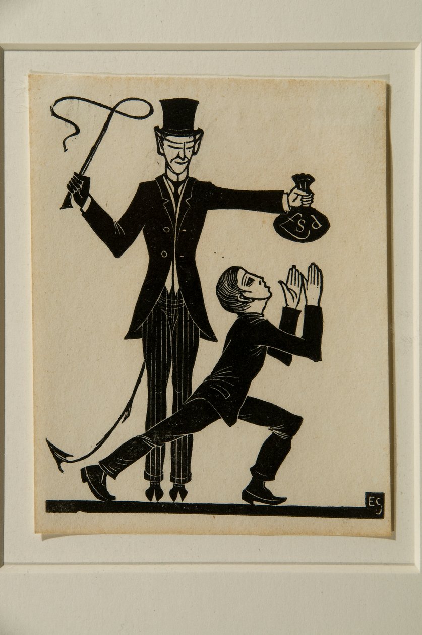 Maymun ve Kırbaç (tahta baskı) by Eric Gill