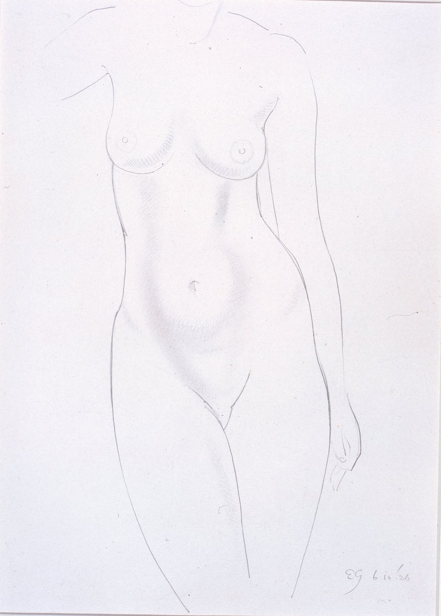 Gövde (karta yapıştırılan kağıt üzerine kurşun kalem) by Eric Gill