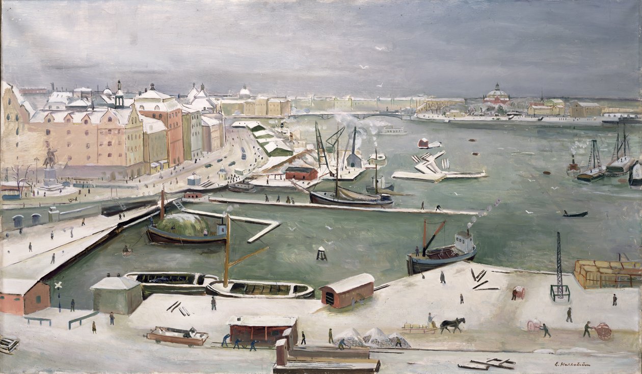 Karda Stockholm (tuval üzerine yağlı boya) by Eric Hallström
