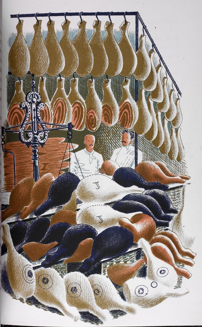 Bir kasap dükkanının içinden bir görünüm. by Eric Ravilious