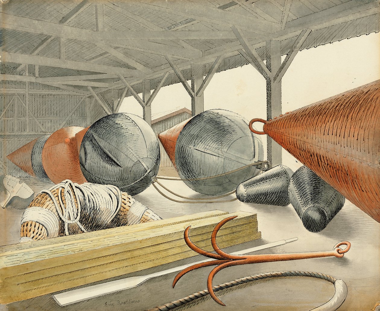 Şamandıralar ve Kanca, 1933 by Eric Ravilious