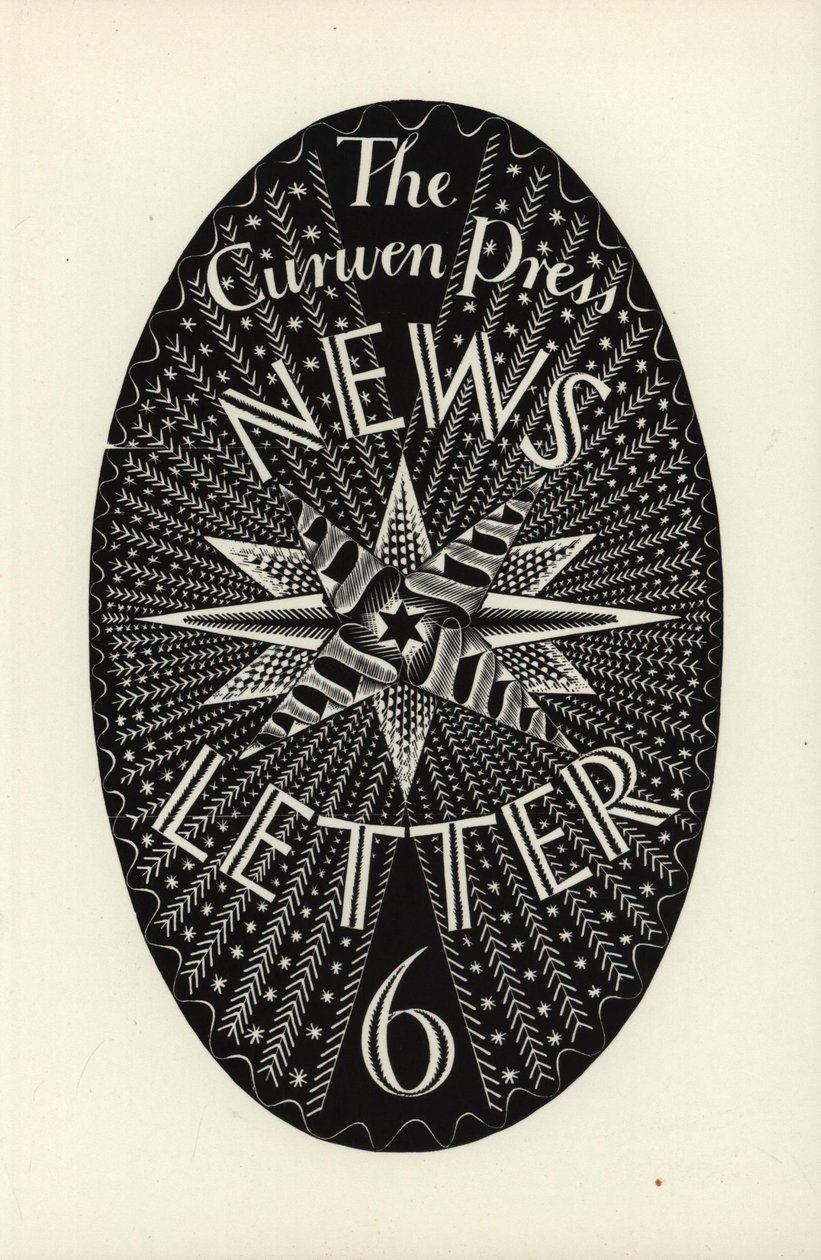 The Curwen Press Haber Mektubu için Tasarım, 6 numara, 1934 (ahşap gravür) by Eric Ravilious