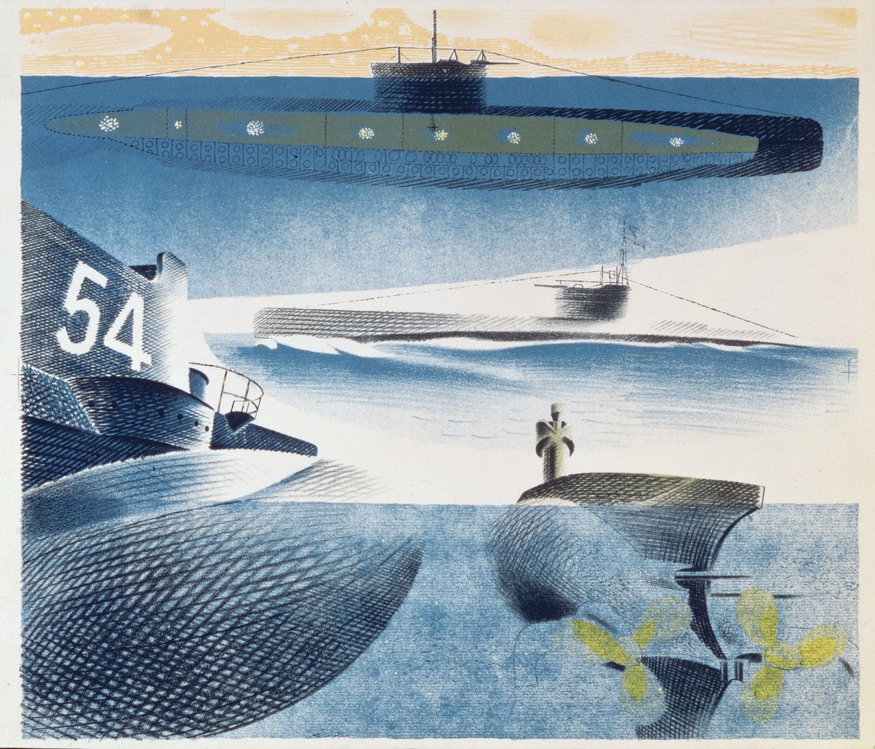 Denizaltıların Farklı Yönleri, 1941 by Eric Ravilious