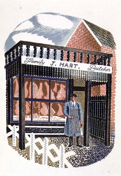 The Butchers Shop, Curwen Press tarafından basılmıştır, High Street