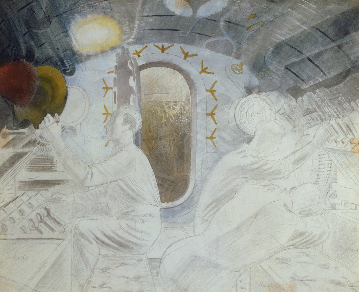 Batık Halinde Çalışma Kontrolleri, c.1940 (kağıt üzerine kalem ve wc) by Eric Ravilious