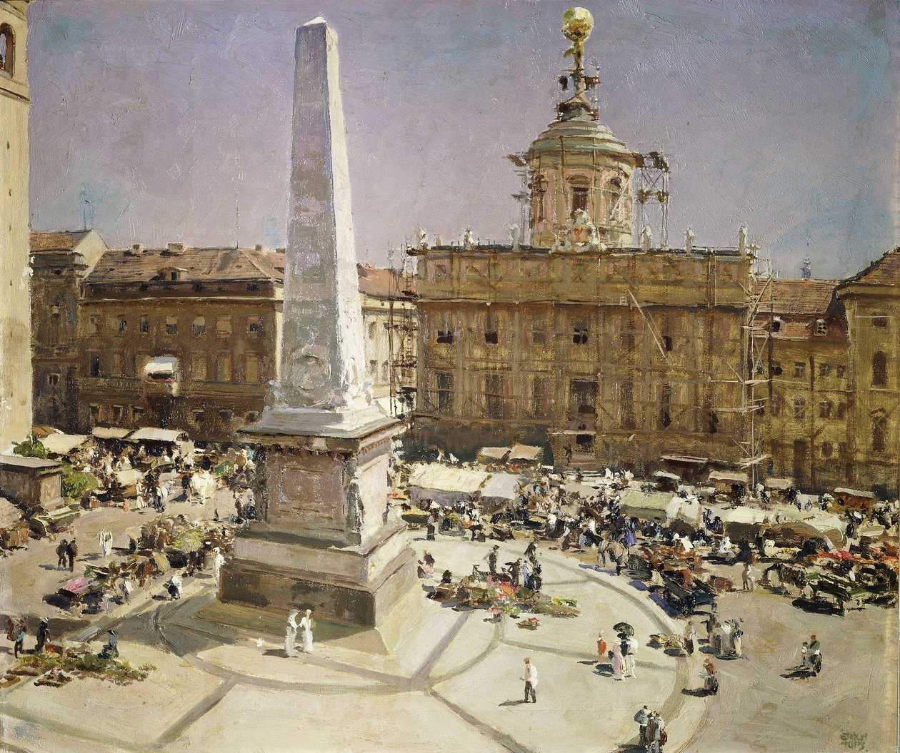 Piazza Santa Maria Maggiore, Roma (tuval üzerine yağlı boya) by Erich Kips