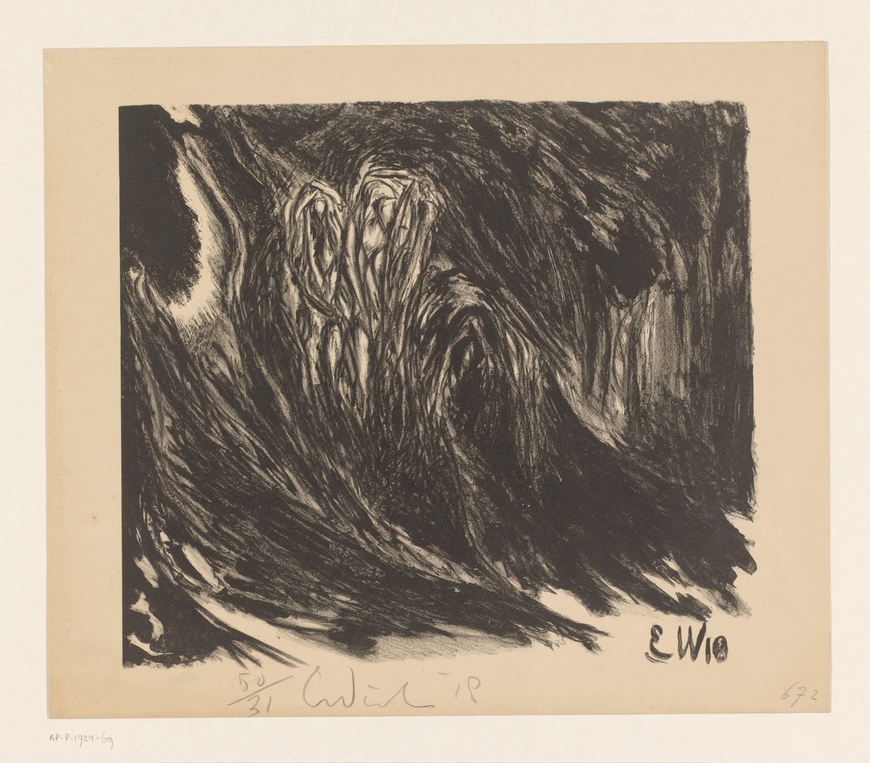 soyut kompozisyon Das Trinklied vom Jammer der Erde (Li Tai Po) (orijinal başlık) by Erich Wichmann (signed by artist)