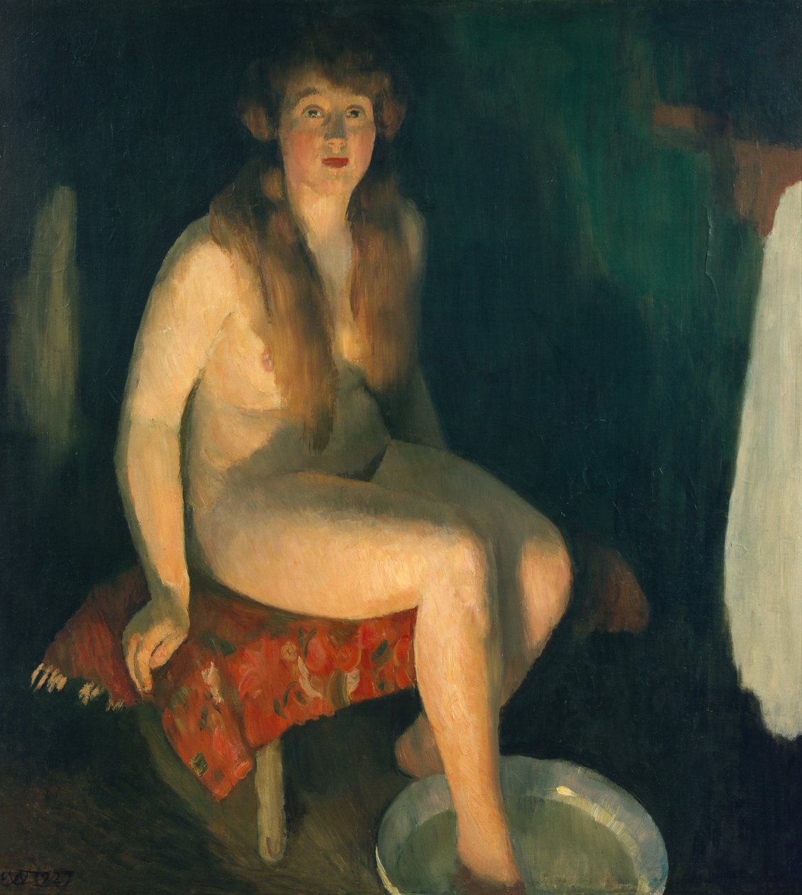 Şöminenin önünde ayak banyosu by Erik Theodor Werenskiold