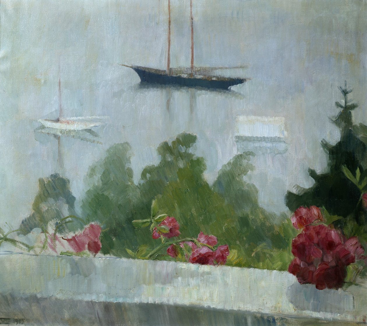 Tekne, verandada çiçekler by Erik Theodor Werenskiold