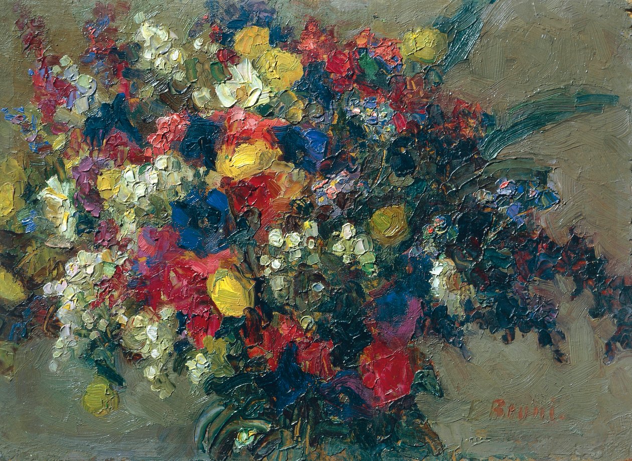 Alp çiçekleri, Erminia Bruni Menin (1870-1940), tuval üzerine yağlı boya. by Erminia Bruni Menin