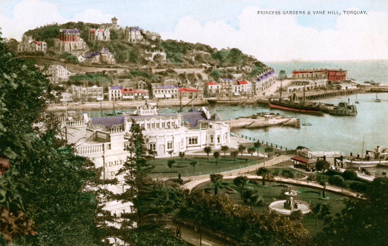 Prenses Bahçeleri ve Vane Tepesi, Torquay, Devon, 20. yüzyılın başlarında. by Ern Bishop
