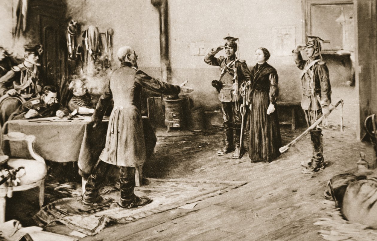 Juliette Dodu is pardoned for her great bravery by Prince Frederick Charles of Prussia in 1870, from 