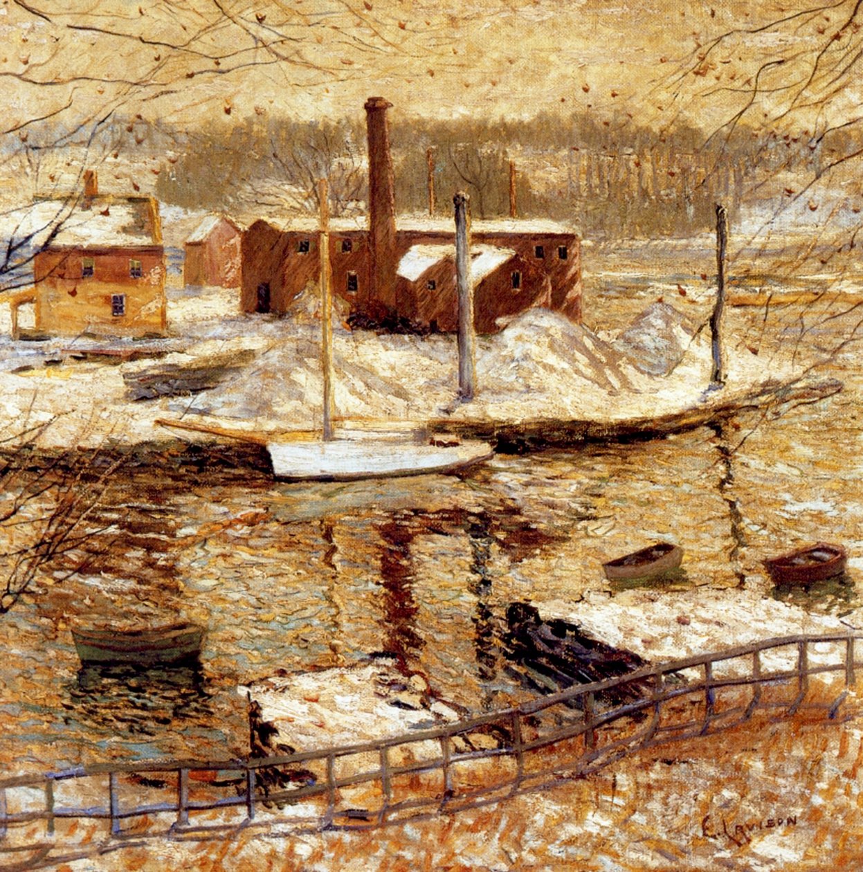 Kışın Nehir Manzarası, c.1899 by Ernest Lawson