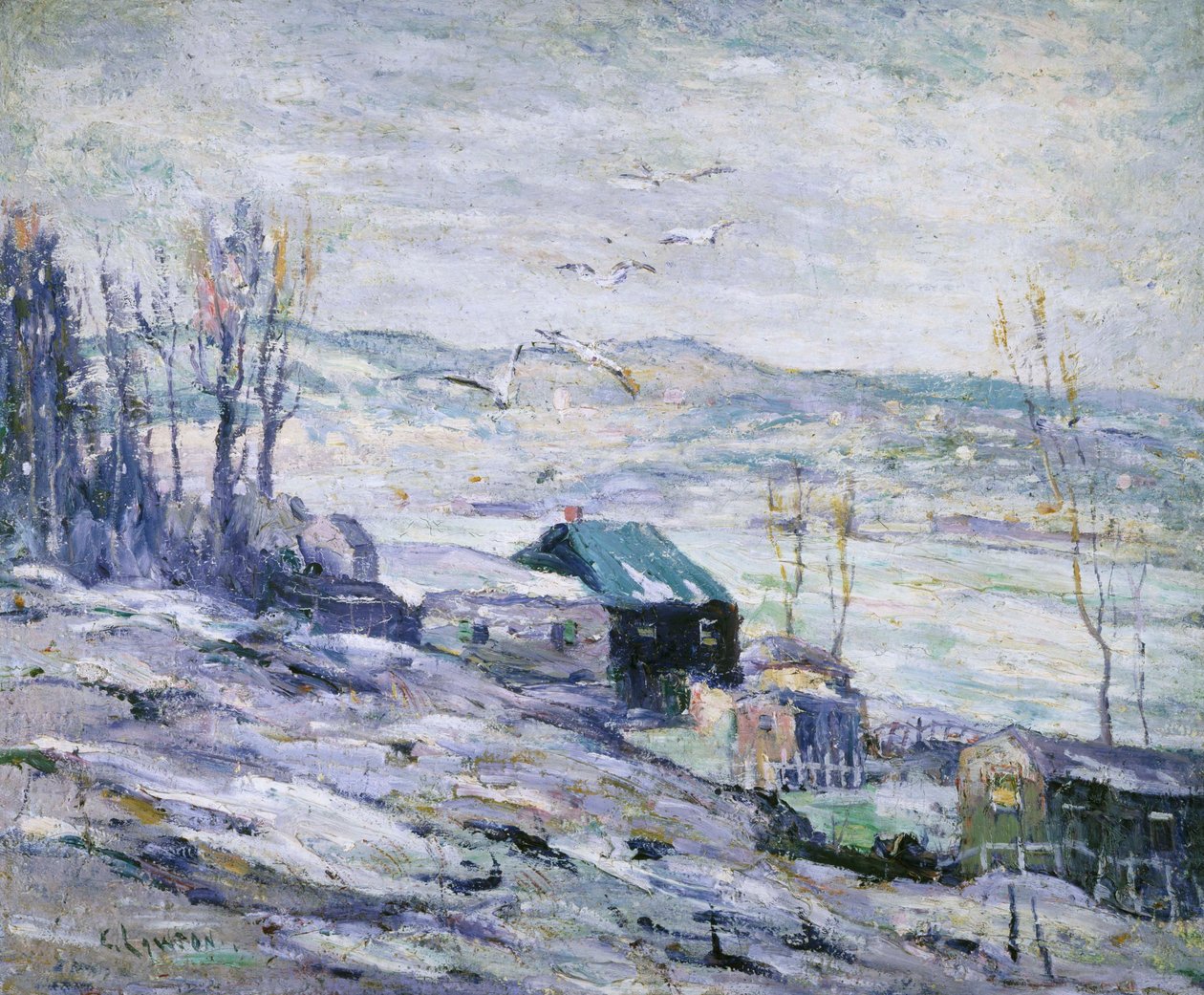 Rüzgarlı Gün, Bronx Nehri by Ernest Lawson
