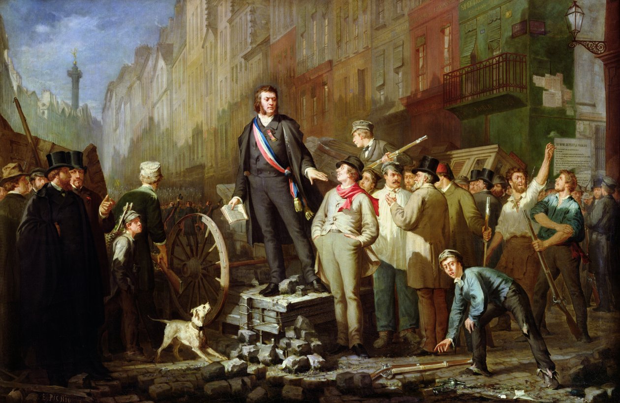 Alphonse Baudin on the Barricade of Faubourg Saint-Antoine, 3rd December 1851  by Ernest Louis Pichio