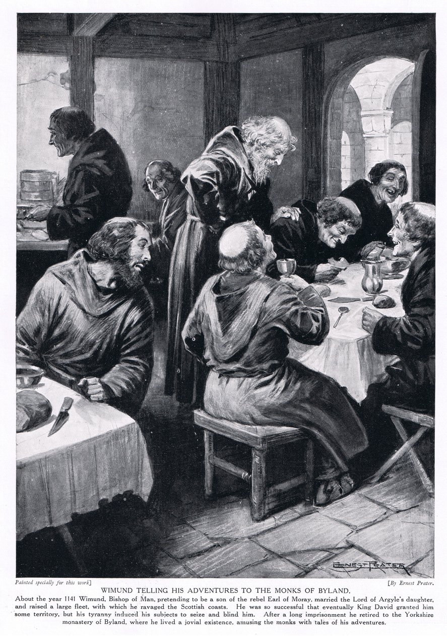 Wimund, maceralarını Byland AD1141, 1920'lerin keşişlerine anlatıyor. by Ernest Prater