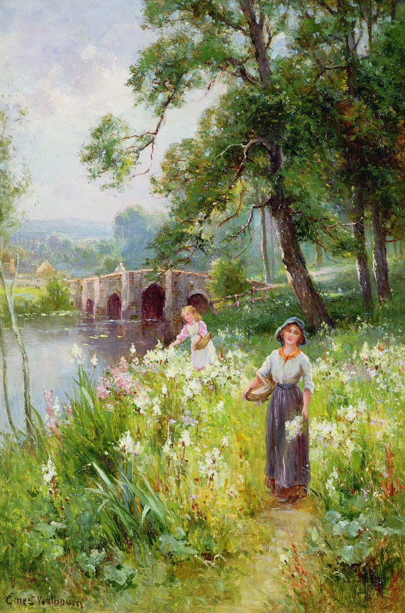 Nehir Kenarında Çiçek Toplamak by Ernest Walbourn