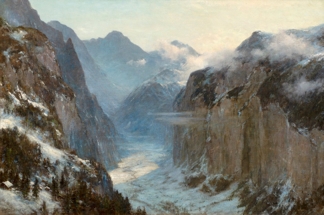 "Dünyanın derin yerleri onun elindedir" (tuval üzerine yağlıboya) by Ernest Albert Waterlow