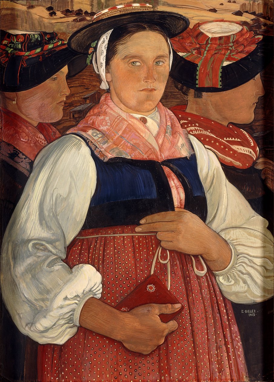 Üç Valais kızı by Ernest Bieler