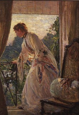 Balkonda, Bir Menekşe Portresi by Ernest Borough Johnson