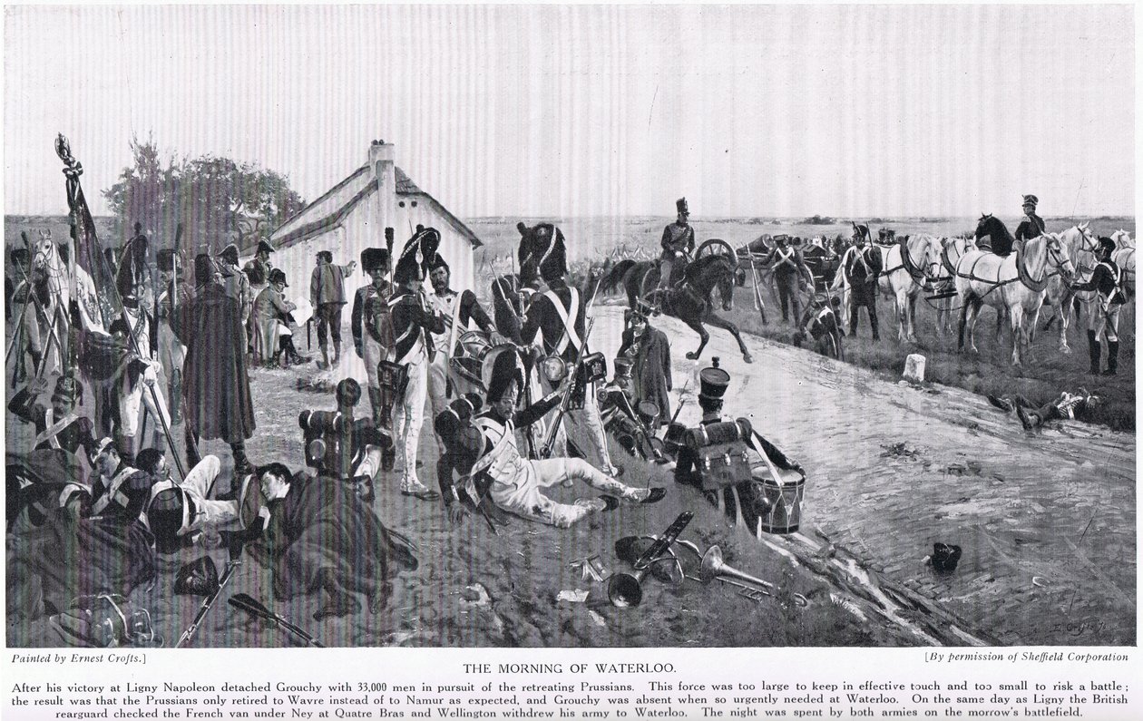 Waterloo'nun Sabahı, 'Hutchinson's Story of the Nation'dan bir örnek by Ernest Crofts