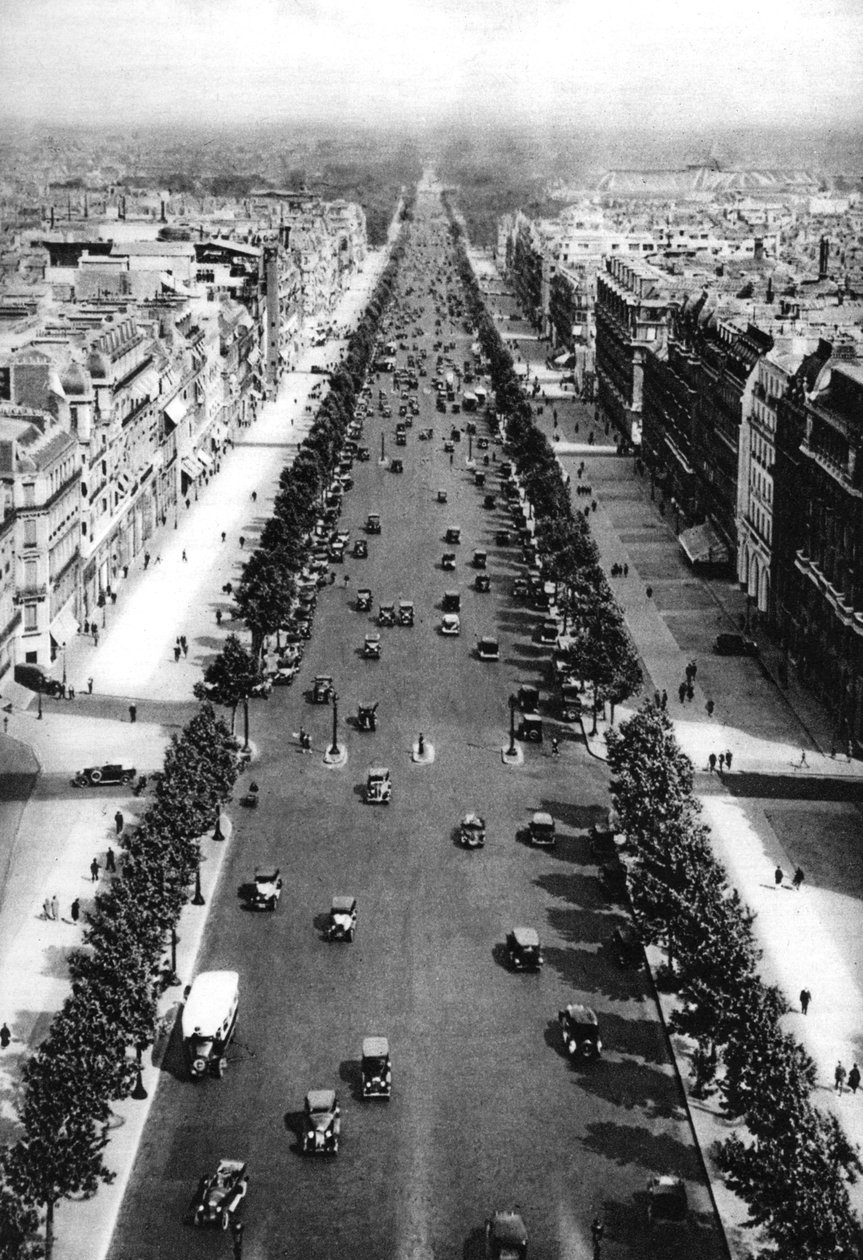 Avenue des Champs Elysees, Paris, 1931. by Ernest Flammarion