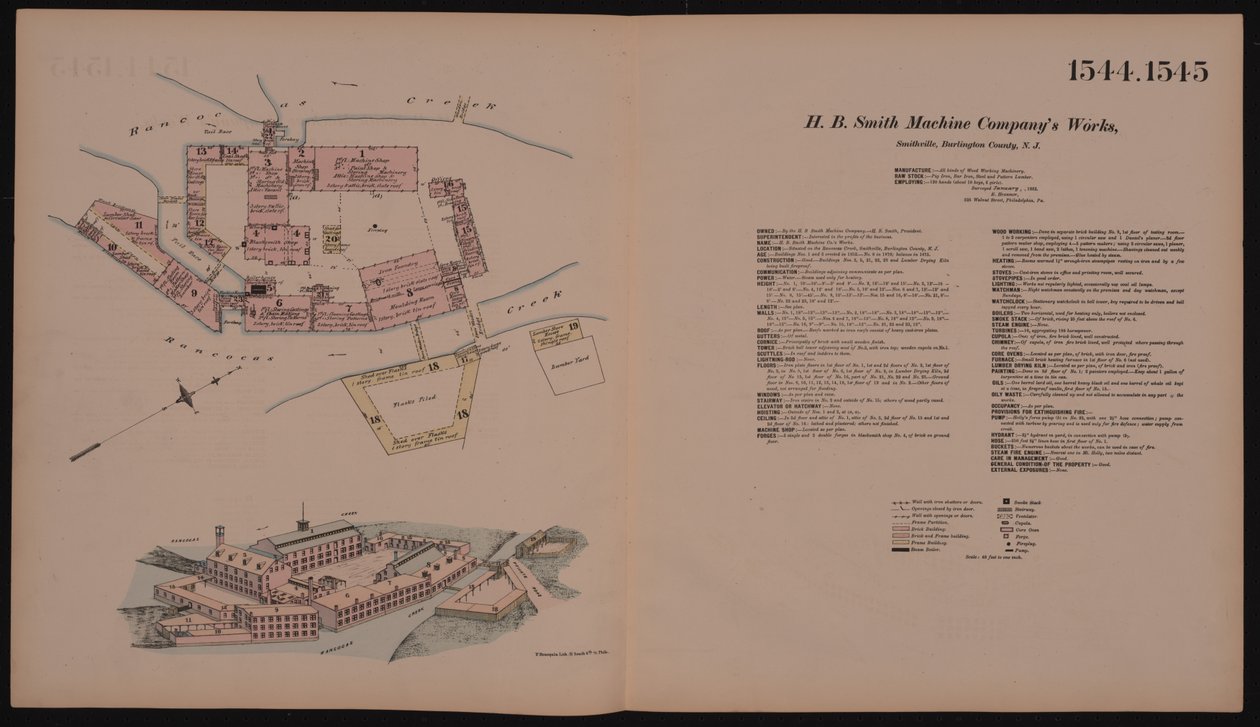 H.B. Smith Machine Companys Works, Smithville, Burlington, New Jersey, Hexamer Genel Anketi, 1881 by Ernest Hexamer