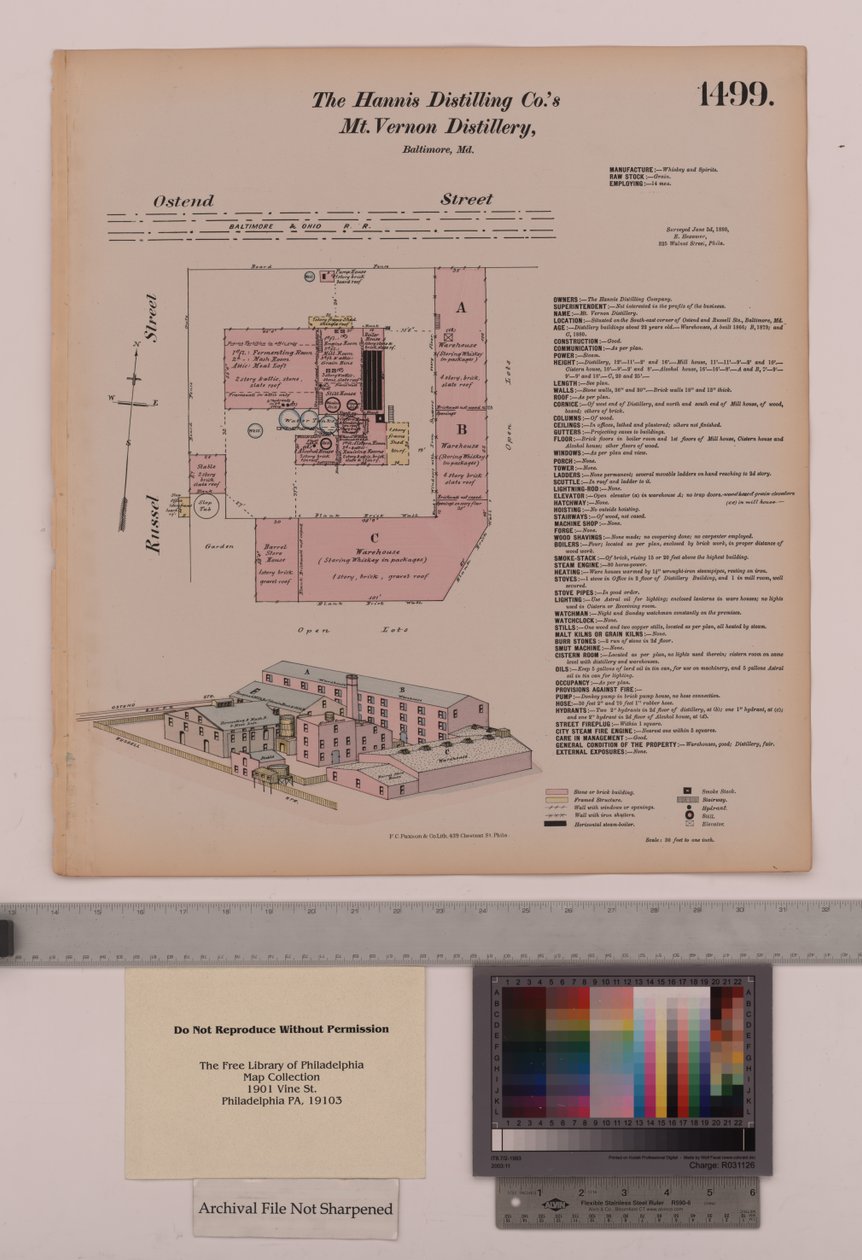 Hannis Distilling Co.s Mount Vernon Distillery, Maryland, Hexamer General Surveys, 1880 by Ernest Hexamer