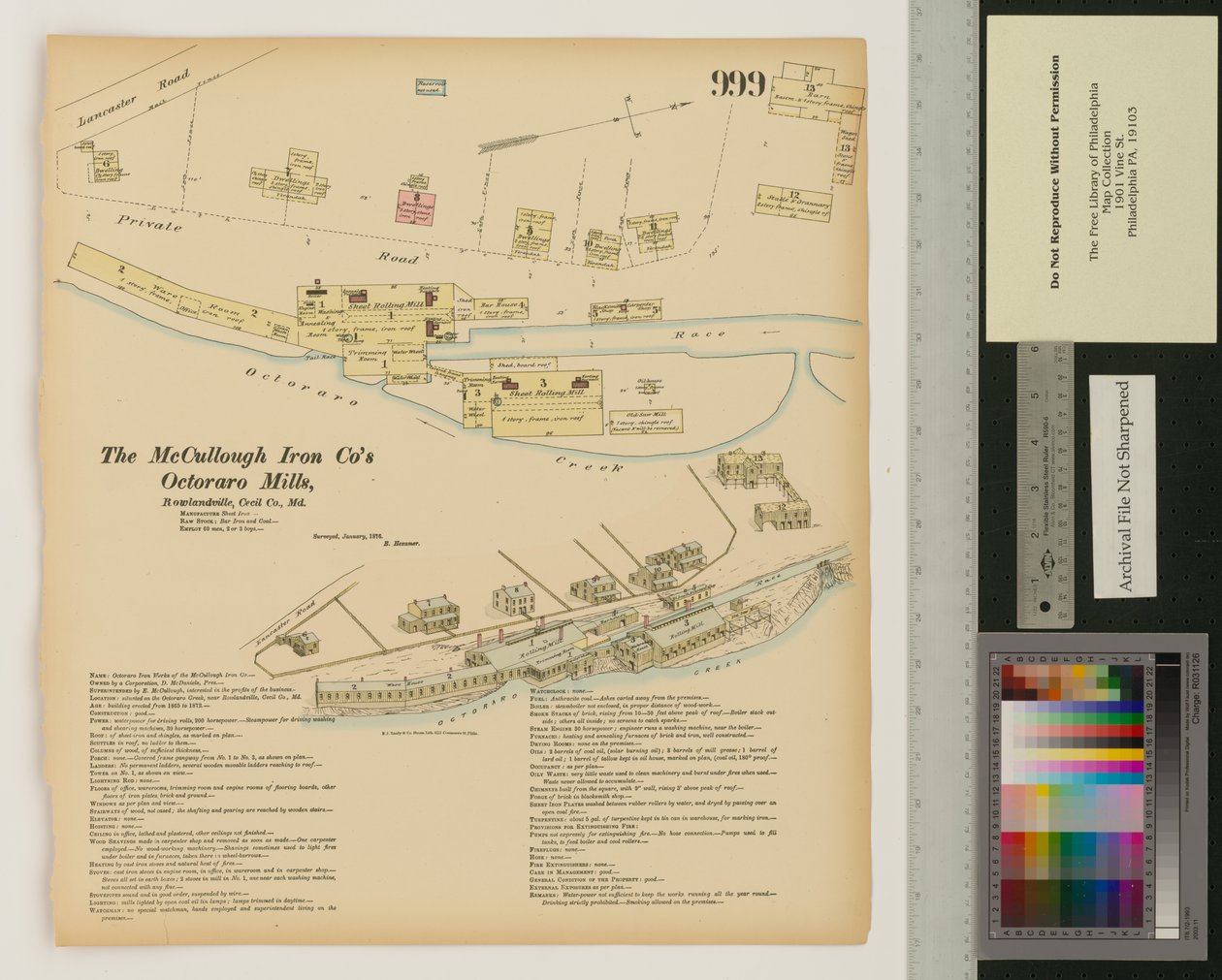 Octoraro Mills, Rowlandville, Maryland, Hexamer Genel Araştırmaları, 1876 by Ernest Hexamer