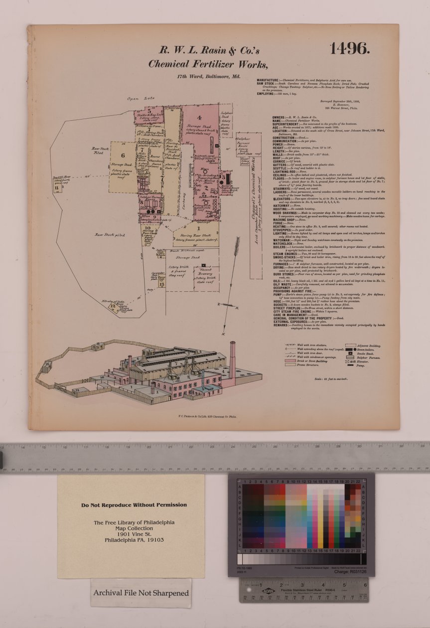 R.W.L. Rasin & Co. Kimyasal Gübre İşleri, Baltimore, Maryland, Hexamer General Surveys, 1880 by Ernest Hexamer